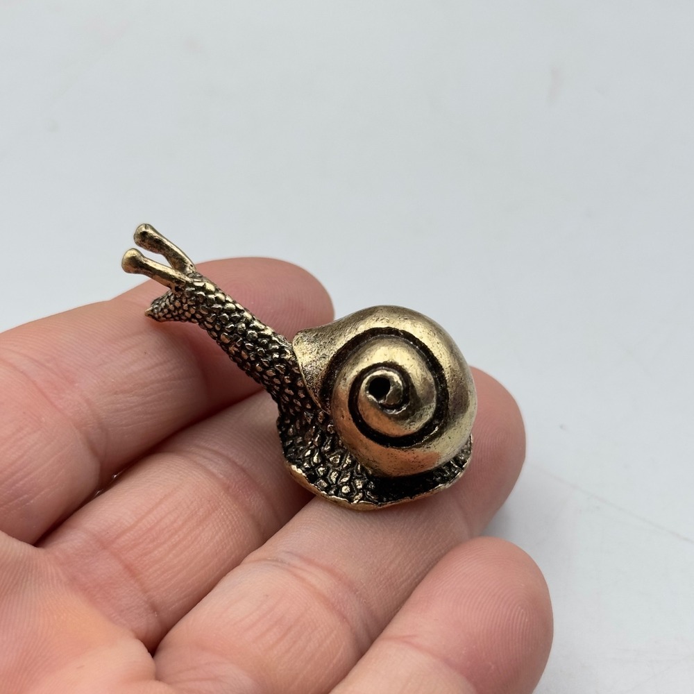 BG4 Brass Metal Snail Figurine Gold Miniature Animal Vintage Style Small Decor